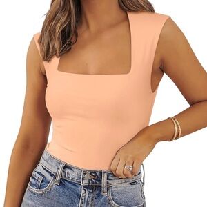 Orange Square Neck Tank Top Size Small